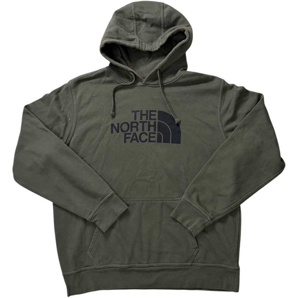 The North Face Half Dome Pullover Hoodie Olive Green Size Large Kangaroo Pocket